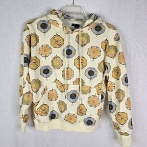 Clot Mens Medium Compass Pullover Yellow Cream White Hoodie